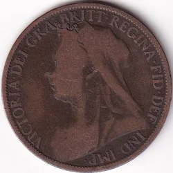 One Penny 1900 UK Victoria Side Face Very Fine Coin Rare