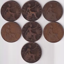 King Edward VII Penny Seven Coins Collections set