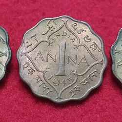 One Anna George V 1943 Calcutta Mint Each Coin Price 525