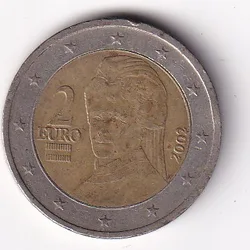 Austria 2 Euros 2002 1st map Rare Coin # N-395