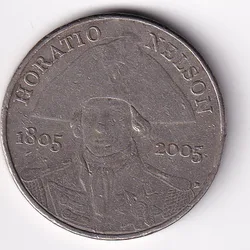 United Kingdom 5 Pounds 1805-2005 Elizabeth II (Horatio Nelson) Rare Coin # N-397