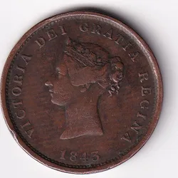 New Brunswick 1 Penny (1⁄240) Token 1843 Victoria (Weight 17.6 g) Big Size Coin # N-412