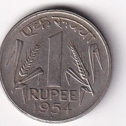 1954 India 1 Rupee Republic India Rare Coin#V-135