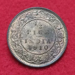 1/2 Pice Edward VII 1910 Calcutta Mint