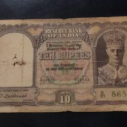 British India 10 ₹ note Signature cd deshmukh Condition as imege Same and similar piece available