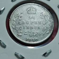 1/4 Rupee 1910 Bombay Mint Coin Edward VII King and Emperor Coin