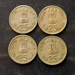 Republic India Denominaton 25 paisa Metal copper nickel Backside of Asian games Delhi Same and similar set are available