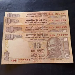 Reserve Bank of India Denomination 10₹ All 222222-555555-666666-777777 Unc condition Same note available
