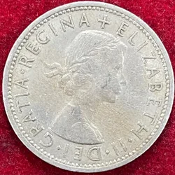 United Kingdom 2 Shillings - Elizabeth II 1st portrait; without 'Britt:omn Rare Coin # N-508