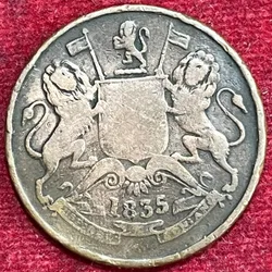 East india company India - British ½ Anna 1835 Rare big size Coin #S-3