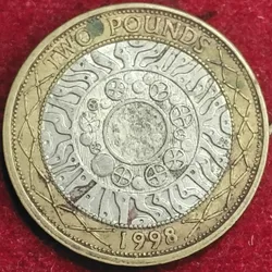 United Kingdom 2 Pounds - Elizabeth 1998 II 4th Rare Coin #S-44