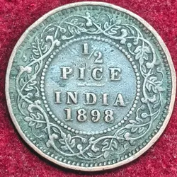 Victoria 1/2 Pice 1898 Rare Coin #S-133