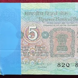 5 RUPEES TRACTOR ISSUE GOVERNOR C.RANGARAJAN RARE UNC (100 NOTE ) SERIAL PACKET