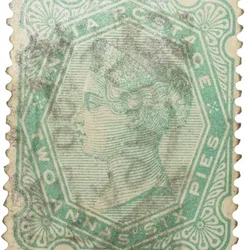 Postal Stamp of Victoria 2 Annas 6 Pies - Green Colour - Used as per Image.
