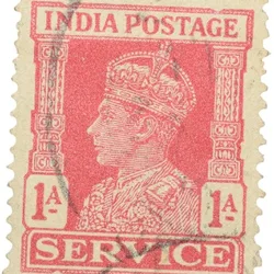 Postal Stamp of George VI 1 Anna Red Colour - Used Condition as per image.