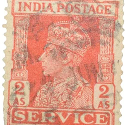 Postal Stamp of George VI 2 Annas Red Colour - Used Condition as per image.