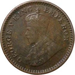 Bronze 1/12 Anna of George V (AD 1917) of Calcutta Mint KM 509 About Extremely Fine