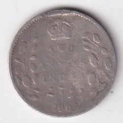 Two Annas 1904 King Edward Silver Coin