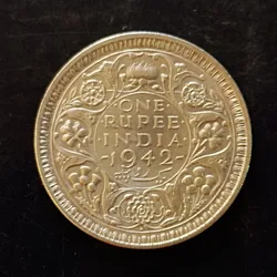 Silver British India King and emperor George vi Denominaton 1₹ Year 1842 Same and similar piece is available