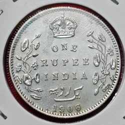 One Rupee 1906 Bombay Mint Edward VII King and Emperor Coin