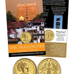 The Travancore Kingdom – Gold Sovereign Reproduction Coin with Beautiful Folder Coin