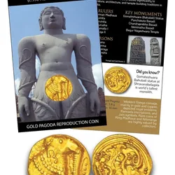 THE WESTERN GANGAS – GOLD PAGODA REPRODUCTION COIN WITH BEAUTIFUL FOLDER PACKAGING