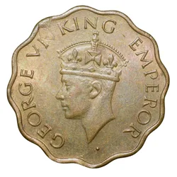 Nickel-Brass 1 Anna of George VI (AD 1943) of Bombay Mint About UNC Grade