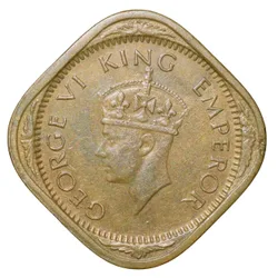 Nickel-Brass 2 Annas of George VI(AD 1944) of Bombay Mint Head II