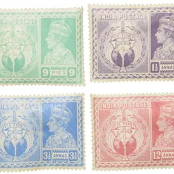 India KGVI King George VI Victory of Allied Powers Complete Set of 4 Mint Stamps Un-used Condition as per Image.