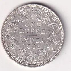 1892 One Rupees Victoria British India Silver UNC Extremely Rare Coin #13
