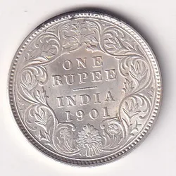 1901 One Rupees Victoria British India Silver UNC Extremely Rare Coin #73