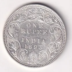 1893 One Rupees Victoria British India Silver UNC Extremely Rare Coin #93