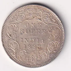 1893 One Rupees Victoria British India Silver UNC Extremely Rare Coin #14