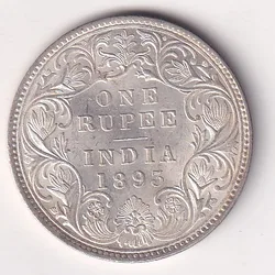 1893 One Rupees Victoria British India Silver UNC Extremely Rare Coin #24