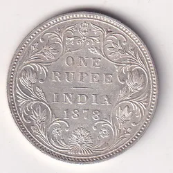 1878 One Rupees Victoria British India Silver UNC Extremely Rare Coin #15