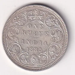 1885 Rare Date One Rupees Victoria British India Silver UNC Extremely Rare Coin #35