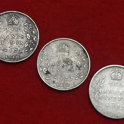 Two Anna Silver Coin Set Edward VII