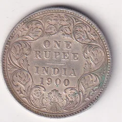 India - British 1 Rupee 1900 - Victoria Rare Silver Coin #86