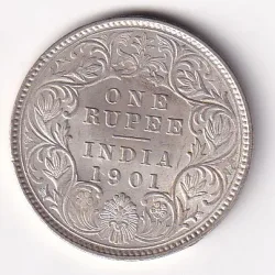 BITISH - INDIA 1 RUPEES 1901 - VICTORIA RARE SILVER HIGH GRADE UNC COIN