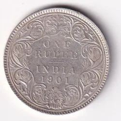 BITISH - INDIA 1 RUPEES 1901 - VICTORIA RARE SILVER HIGH GRADE UNC COIN
