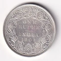 BITISH - INDIA 1 RUPEES 1901 - VICTORIA RARE SILVER HIGH GRADE UNC COIN