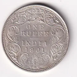 BITISH - INDIA 1 RUPEES 1901 - VICTORIA RARE SILVER HIGH GRADE UNC COIN