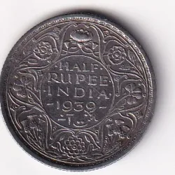 British India ½ Rupee 1939 (George VI) Bombay Mint Rare Silver Coin