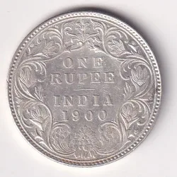 BITISH - INDIA 1 RUPEES 1900 - VICTORIA RARE SILVER HIGH GRADE UNC COIN