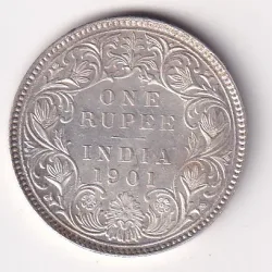 BITISH - INDIA 1 RUPEES 1901 - VICTORIA RARE SILVER HIGH GRADE UNC COIN