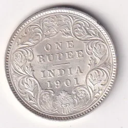 BITISH - INDIA 1 RUPEES 1901 - VICTORIA RARE SILVER HIGH GRADE UNC COIN