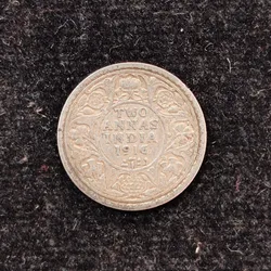 British-India 2 Annas 1916 (George V) Rare Silver Coin#AA-136