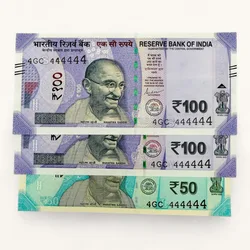 Rs 50 to 100 Ultra Unique Pair Set of Banknotes Same Number 4GC 444444 Gem UNC Unique and Rare