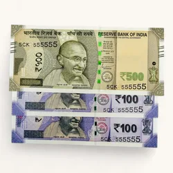 Rs 100 to 500 Ultra Unique Pair Set of Banknotes Same Number 5CK 555555 Gem UNC Unique and Rare