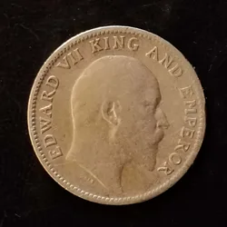 Silver British India King and emperor Edward VII Denominaton 1/4₹ Same and similar piece available
